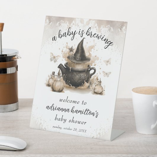 Signe De Table Un bébé brasse un Baby shower neutre Bienvenue (In SItu)