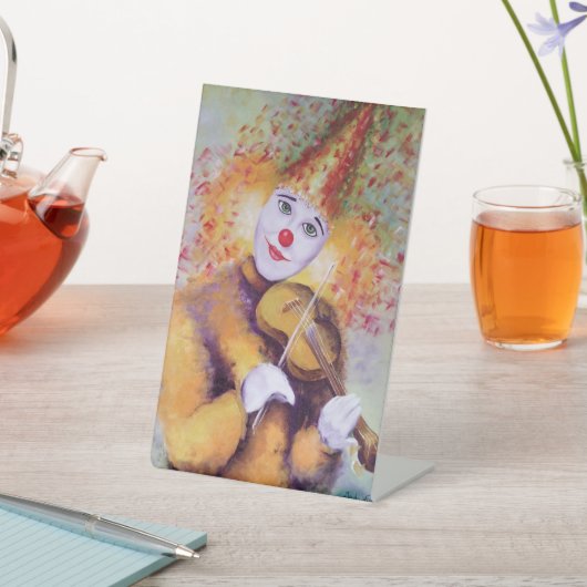 Signe De Table Un clown doux jouant du violon (In SItu)