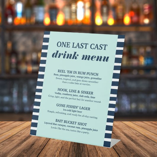 Signe De Table Un Dernier Cast Nautical Navy Bachelor Drink Menu