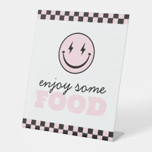 Signe De Table Un joyeux Babe rose Smile Face Food Station