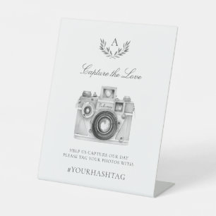 Signe De Table Un Monogramme Élégant Capture Le Hashtag Mariage A