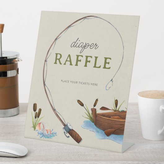 Signe De Table Un Petit Pêcheur Aquarelle Script Diaper Raffin (In SItu)