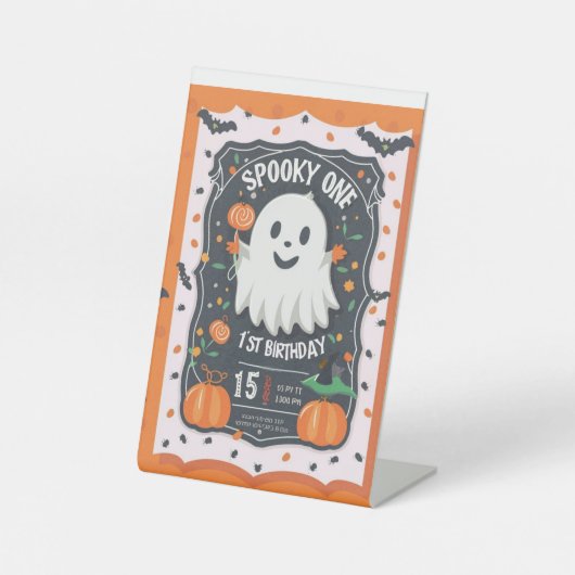 Signe De Table Un premier anniversaire Halloween effrayant 🎃👻 (Recto)