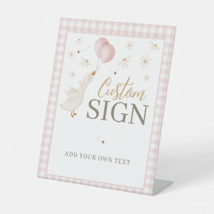 Signe De Table Une Fille Une Oie Ridicule 1er Anniversaire Gingha