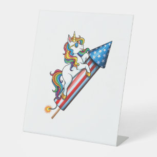 Signe De Table Unicorn équitation Fireworks American USA Drapeau
