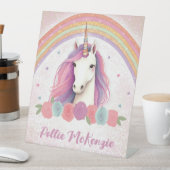 Signe De Table Unicorne rose unique, Rose, Anniversaire arc-en-ci (In SItu)