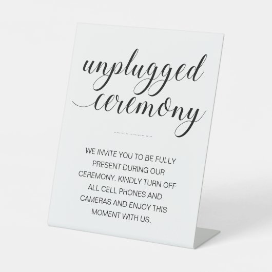 Signe De Table Unplugged Ceremony Elegant Script Mariage (Recto)