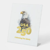 Signe De Table USA 250: Watercolor Bald Eagle & Gold (Recto)