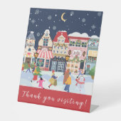 Signe De Table Vacances d'affaires Ville de Noël Whimsy Merci (Recto)
