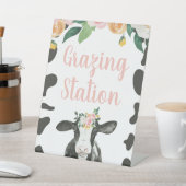 Signe De Table Vache sacrée Fleurs roses Anniversaire Nourriture (In SItu)