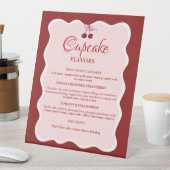 Signe De Table Valentine Red and pink Cupcake flavors sign (In SItu)