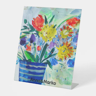 Signe De Table Vase de fleurs de style impressionniste