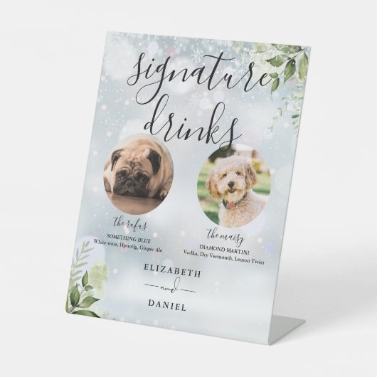 Signe De Table Végétation d'hiver Mariage Animaux de compagnie Si (Recto)