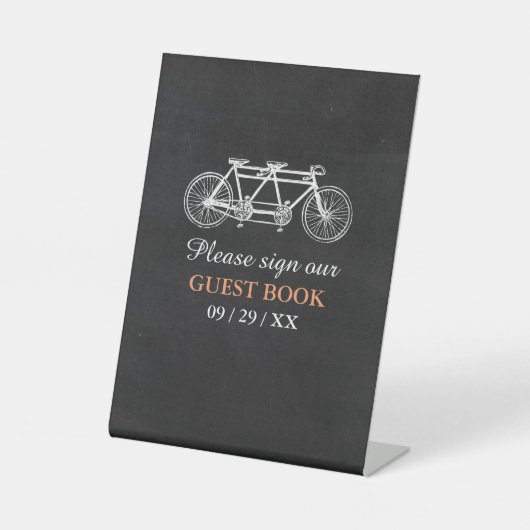 Signe De Table Vélo Tandem Sur Mariage Chalkboard (Recto)