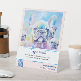 Signe De Table Vendeur d'illustrations de Bouledogues Français ad