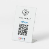 Signe De Table Venmo Code QR Scan pour payer le logo de l'entrepr (Recto)