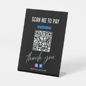 SIGNE DE TABLE VENMO QR CODE ANALYSE POUR PAYER MERCI NOIR (Recto)
