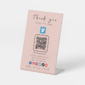 Signe De Table Venmo QR Code Merci Scan pour payer rose moderne (Recto)