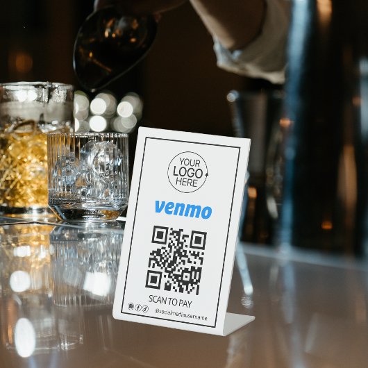 Signe De Table Venmo QR Code Paiement Ajouter Logo Médias sociaux