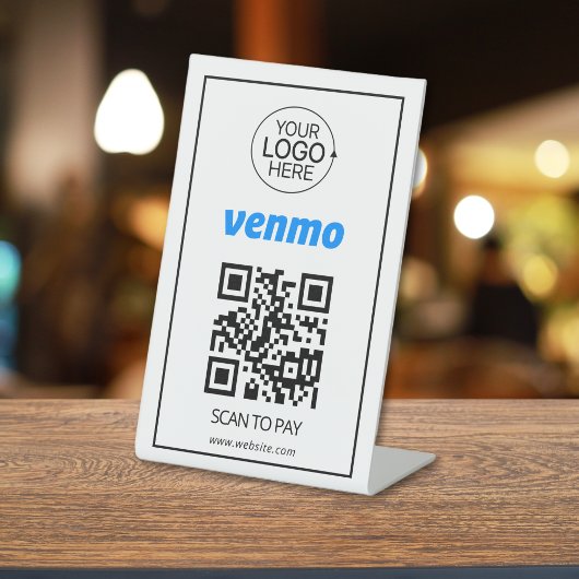 Signe De Table Venmo QR Code Paiement Ajouter Logo sans contact