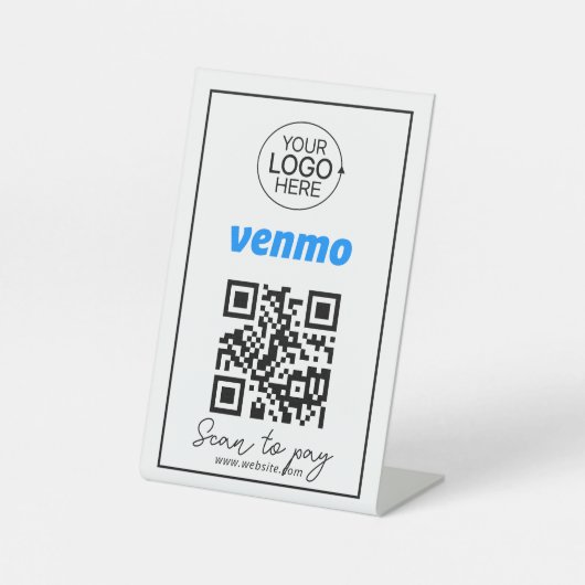 Signe De Table Venmo QR Code Paiement Ajouter Logo Script sans co (Recto)