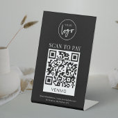 Signe De Table Venmo QR Code paiement minimum Logo noir payer ici