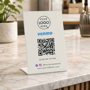 Signe De Table Venmo QR Code Payment Scan to Pay Business Gray