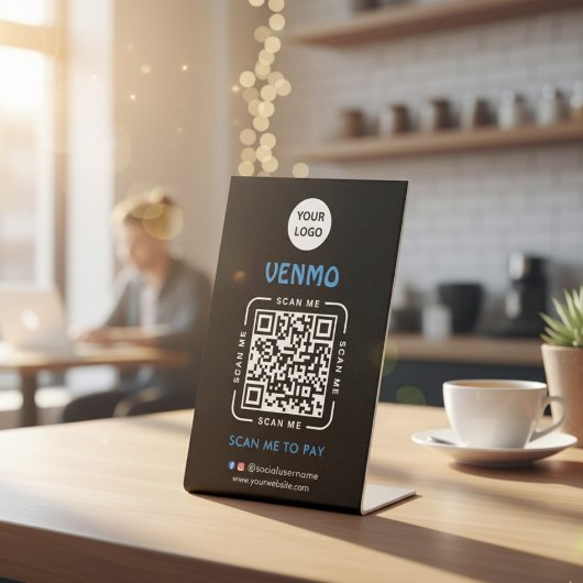 Signe De Table Venmo QR Code Payment | Scan to Pay Business Logo