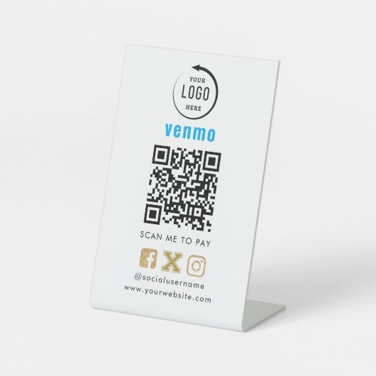 Signe De Table Venmo QR Code Payment | Scan to Pay Business Logo  (Recto)