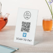 Signe De Table Venmo QR Code Scan pour payer le logo moderne blan (In SItu)