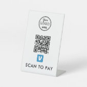 Signe De Table Venmo QR Code Scan pour payer le logo moderne blan (Recto)