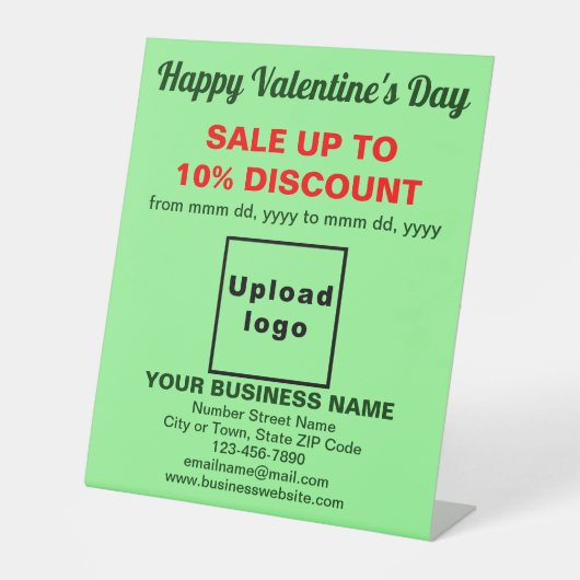 Signe De Table Vente de Saint-Valentin au vert clair (Recto)