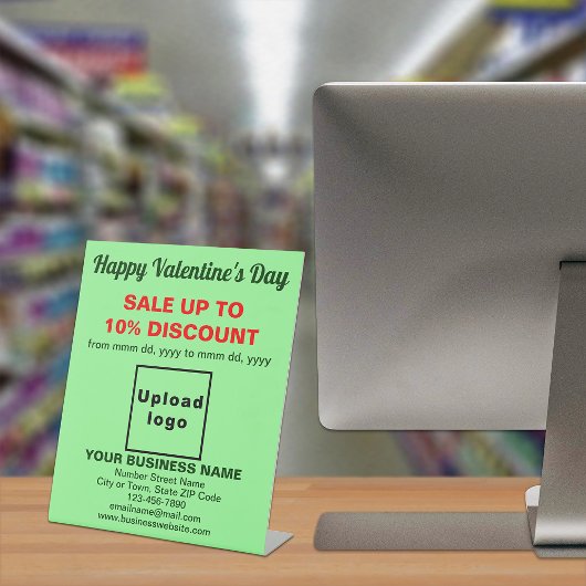 Signe De Table Vente de Saint-Valentin au vert clair