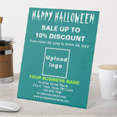 Signe De Table Vente d'Halloween d'affaires sur Turquoise vert (In SItu)