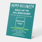 Signe De Table Vente d'Halloween d'affaires sur Turquoise vert (Recto)