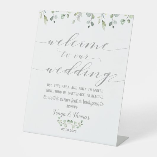 Signe De Table Verdure Argent fantaisie Mariage Bienvenue (Recto)