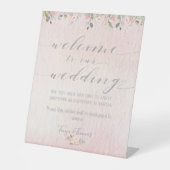 Signe De Table Verdure Blush & Silver Fancy Calligraphy Bienvenue (Recto)