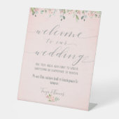 Signe De Table Verdure Blush & Silver Fancy Calligraphy Bienvenue (Recto)