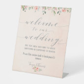 Signe De Table Verdure Blush & Silver Fancy Calligraphy Bienvenue (Recto)
