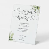 Signe De Table Verdure Coeur Script Mariage Signature Boissons (Recto)