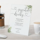 Signe De Table Verdure Coeur Script Mariage Signature Boissons (In SItu)