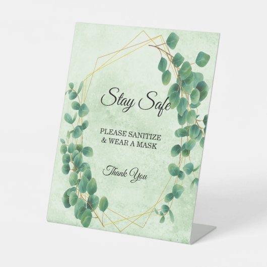 Signe De Table Verdure géométrique Eucalyptus Sécurité Feuille (Recto)