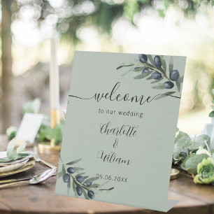 Signe De Table verdure mariage à la feuille d'olivier accueil