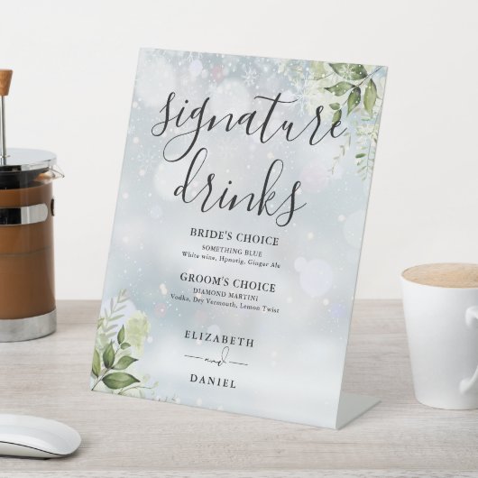 Signe De Table Verdure Mariage d'hiver Signature Boissons (In SItu)