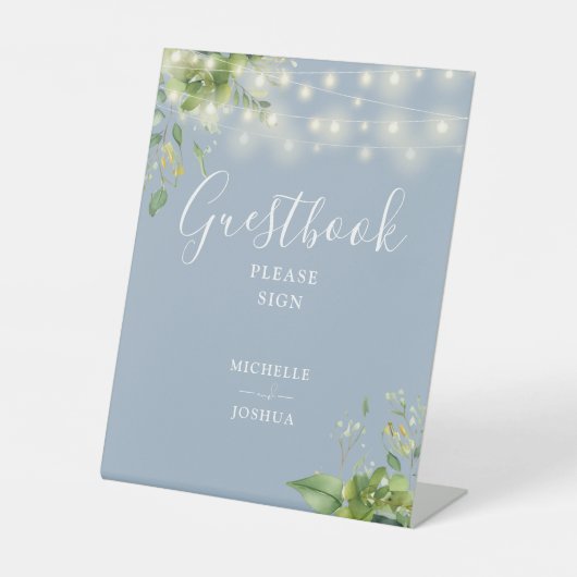 Signe De Table Verdure String Lights Dusty Blue Guestbook (Recto)
