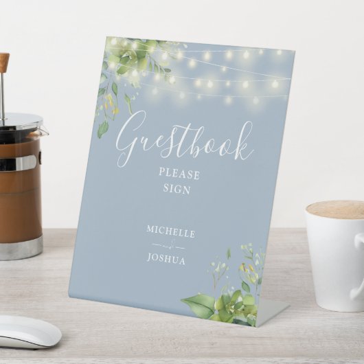 Signe De Table Verdure String Lights Dusty Blue Guestbook (In SItu)