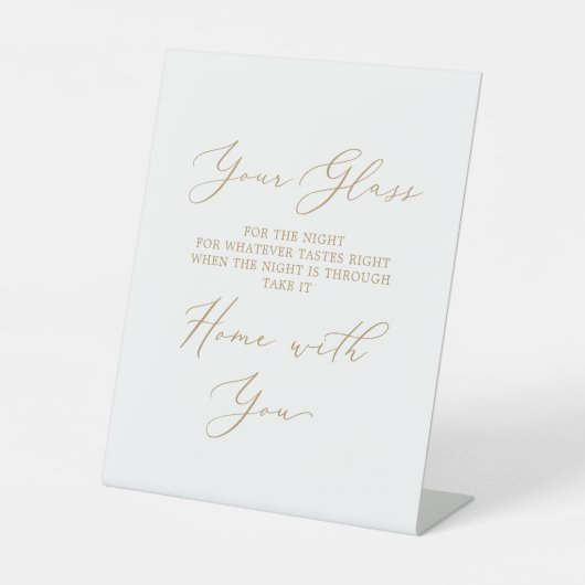 Signe De Table Verre Mariage de calligraphie or délicat (Recto)