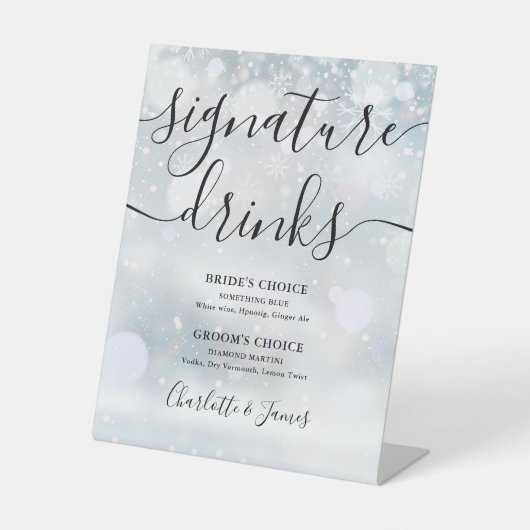Signe De Table Verre noir Mariage Signature Boissons (Recto)