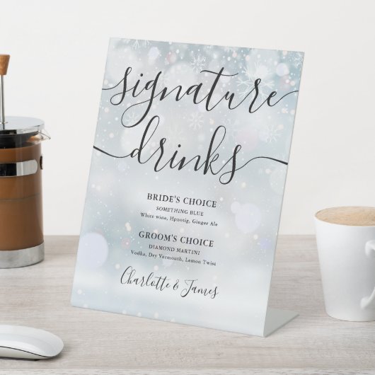 Signe De Table Verre noir Mariage Signature Boissons (In SItu)