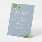 Signe De Table Vert Dusty Bleu Mémoire Réservée Pour Mariage (Recto)